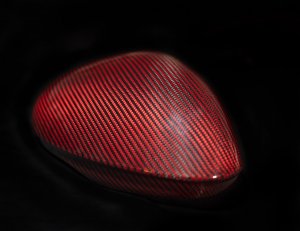 Alfa Romeo Giulia Mirror Covers - Carbon Fiber - Full Replacements - Feroce Carbon - w/ Factory Clips - Red Carbon